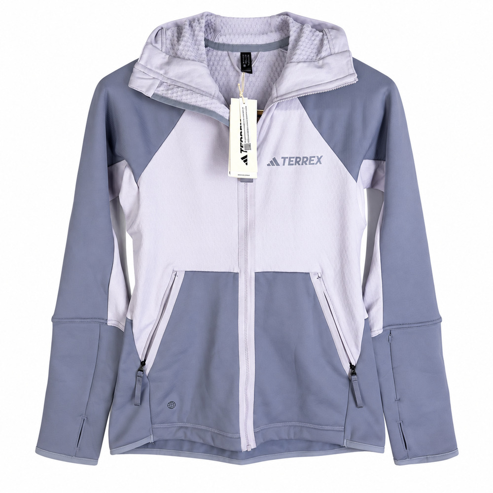 adidas Terrex Jacket Polar Fleece Hiking Size Small Silver Purple Gorpcore